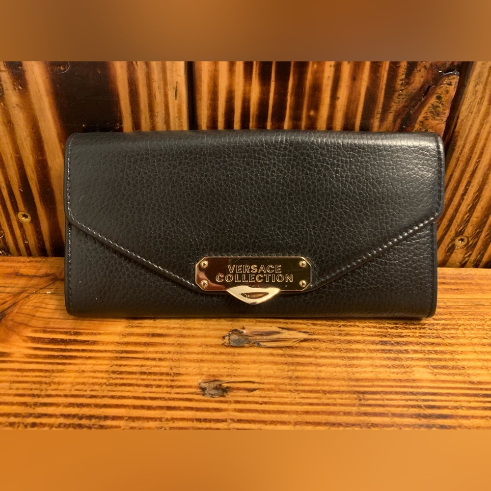 Versace Collection Black Leather Wallet